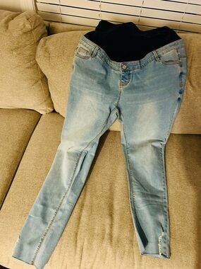 Misguided Light Blue Maternity Skinny Jeans - Size 14